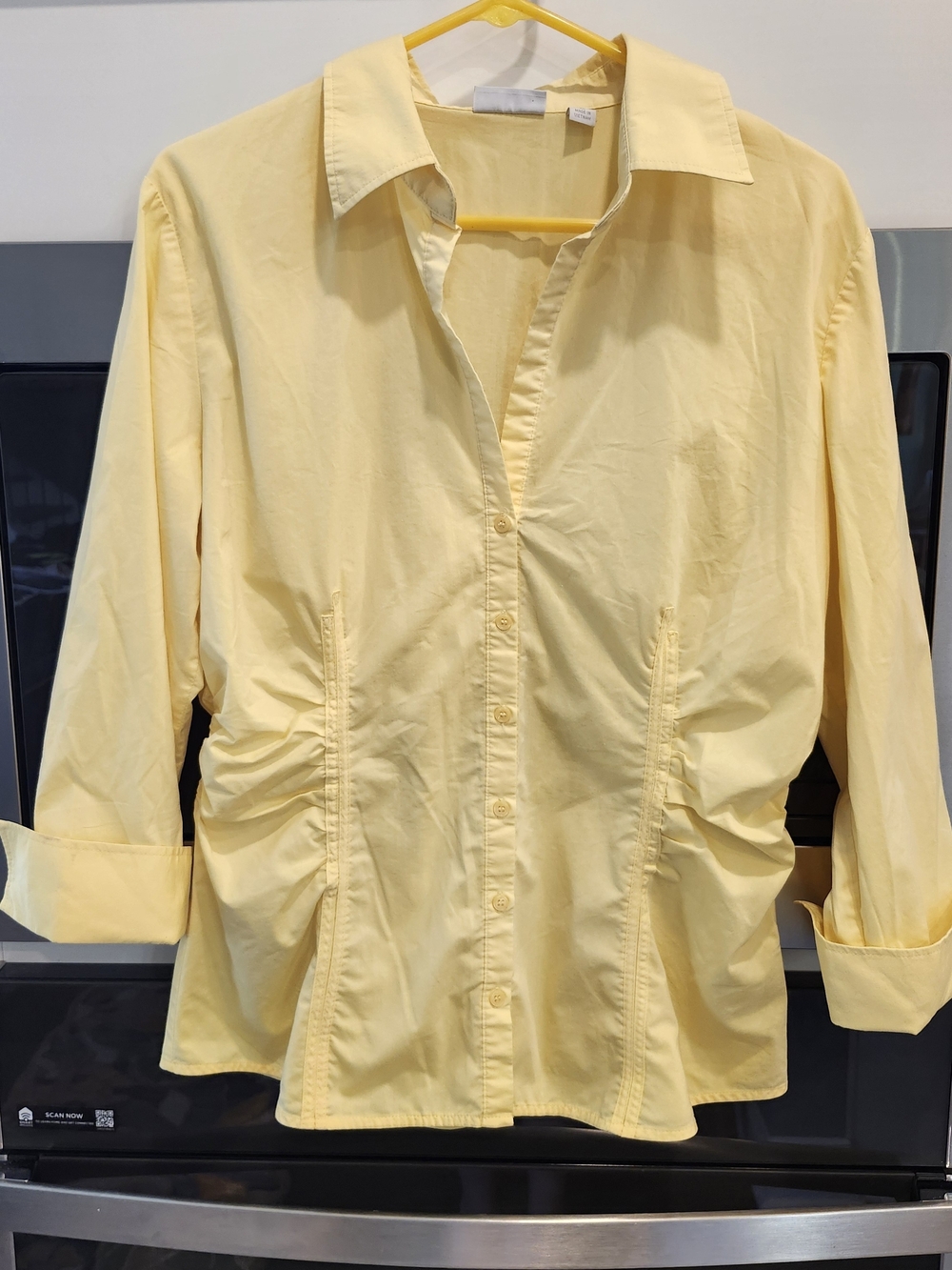 New York & Company Pale Yellow Button-Down Shirt